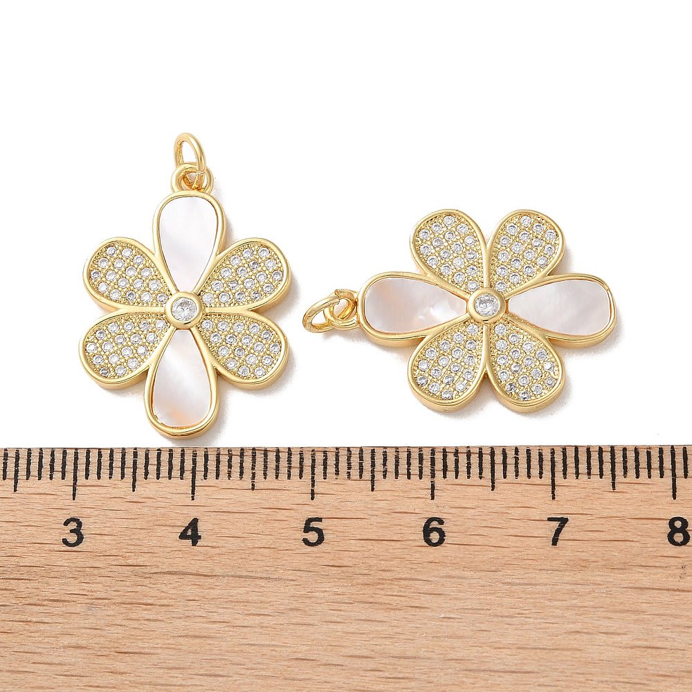 Dije colgante Flor 24.5 mm nácar baño de oro / unidad3