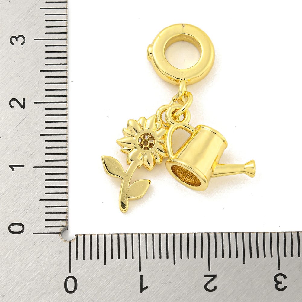 Colgante europeo charm flor regadera zircón baño de oro / unidad3