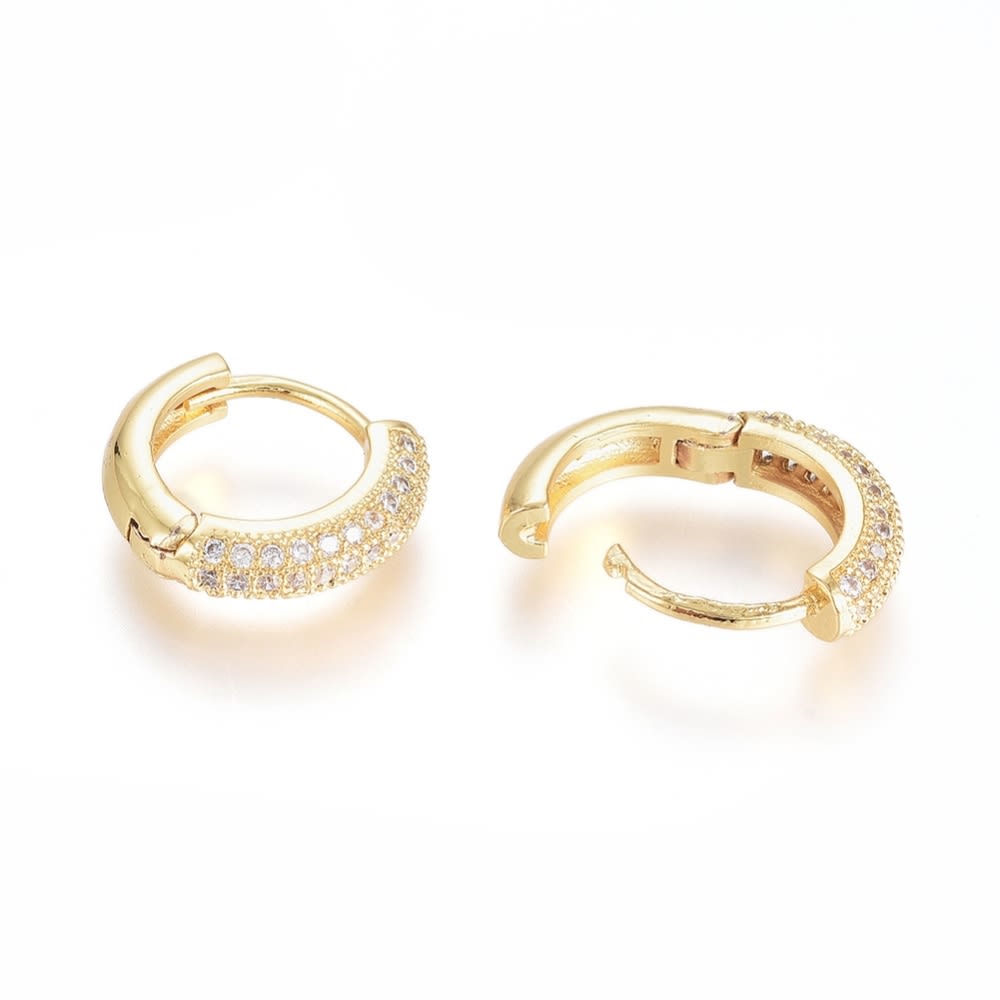 Aros argollas aretes baño de oro zircón niñas bebe damas / par3