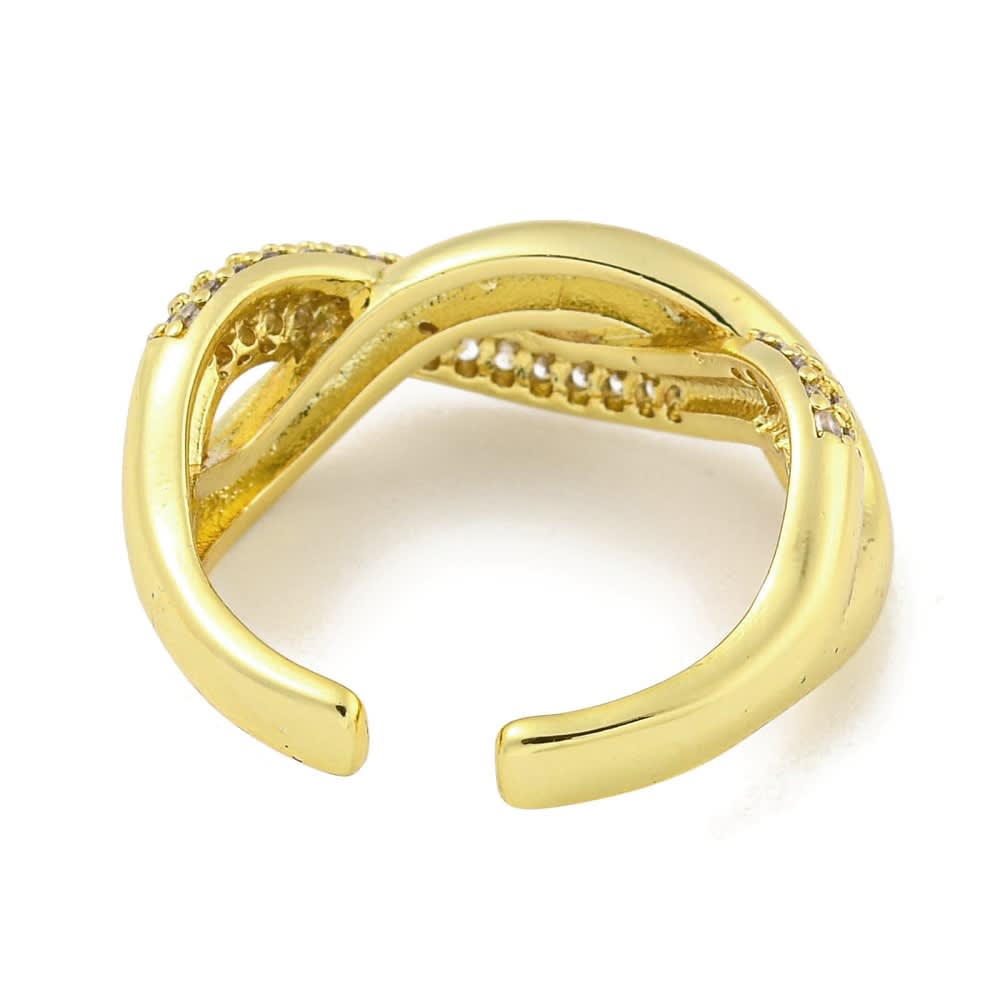Anillo ajustable líneas cruzadas zircón dorado plateado / unidad4
