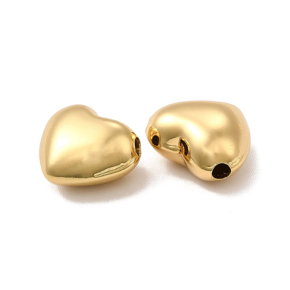 Dije pasador corazón inflado 15mm baño oro / unidad1