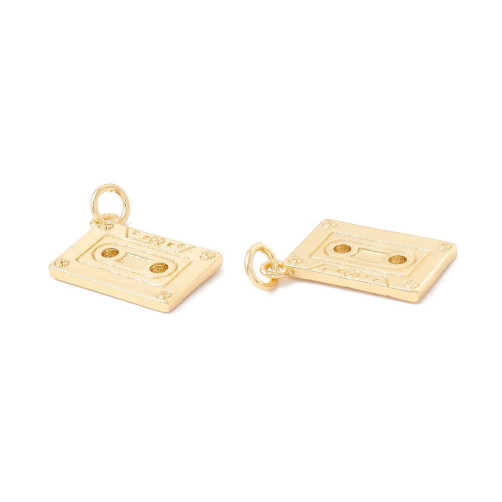 Dije colgante cinta musical cassette baño de oro / unidad2