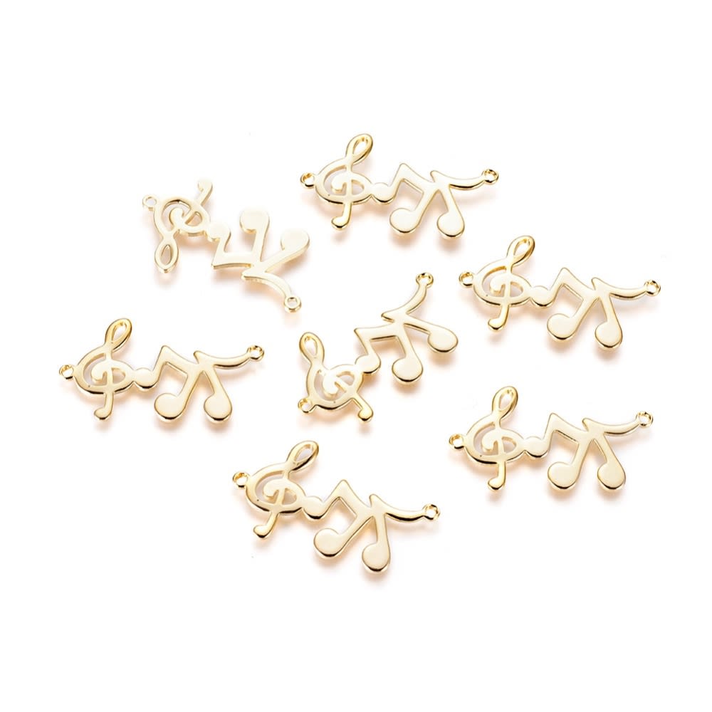 Dije conector notas musicales música 16.5 mm baño oro / unidad2