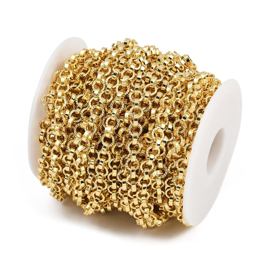 Cadena rolo texturizado baño de oro / metro2