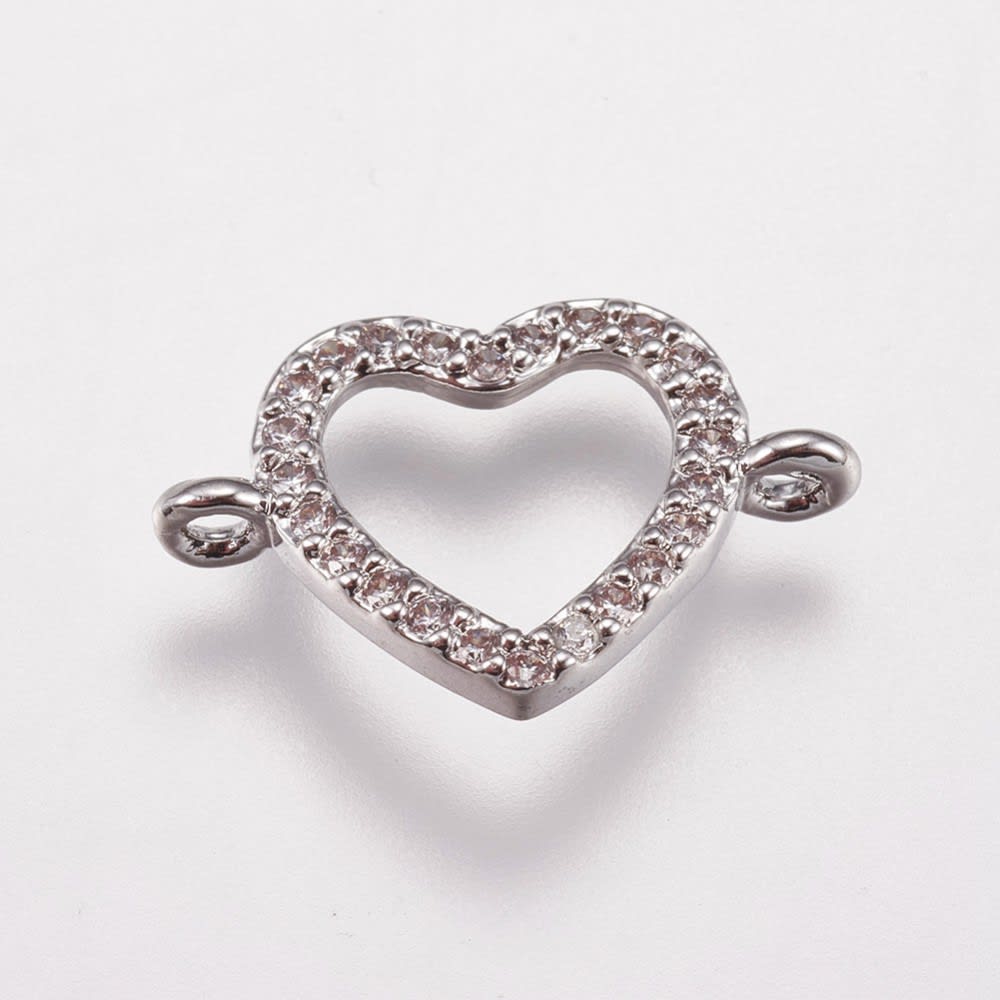 Dije conector zircón corazón silueta baño de oro / unidad4