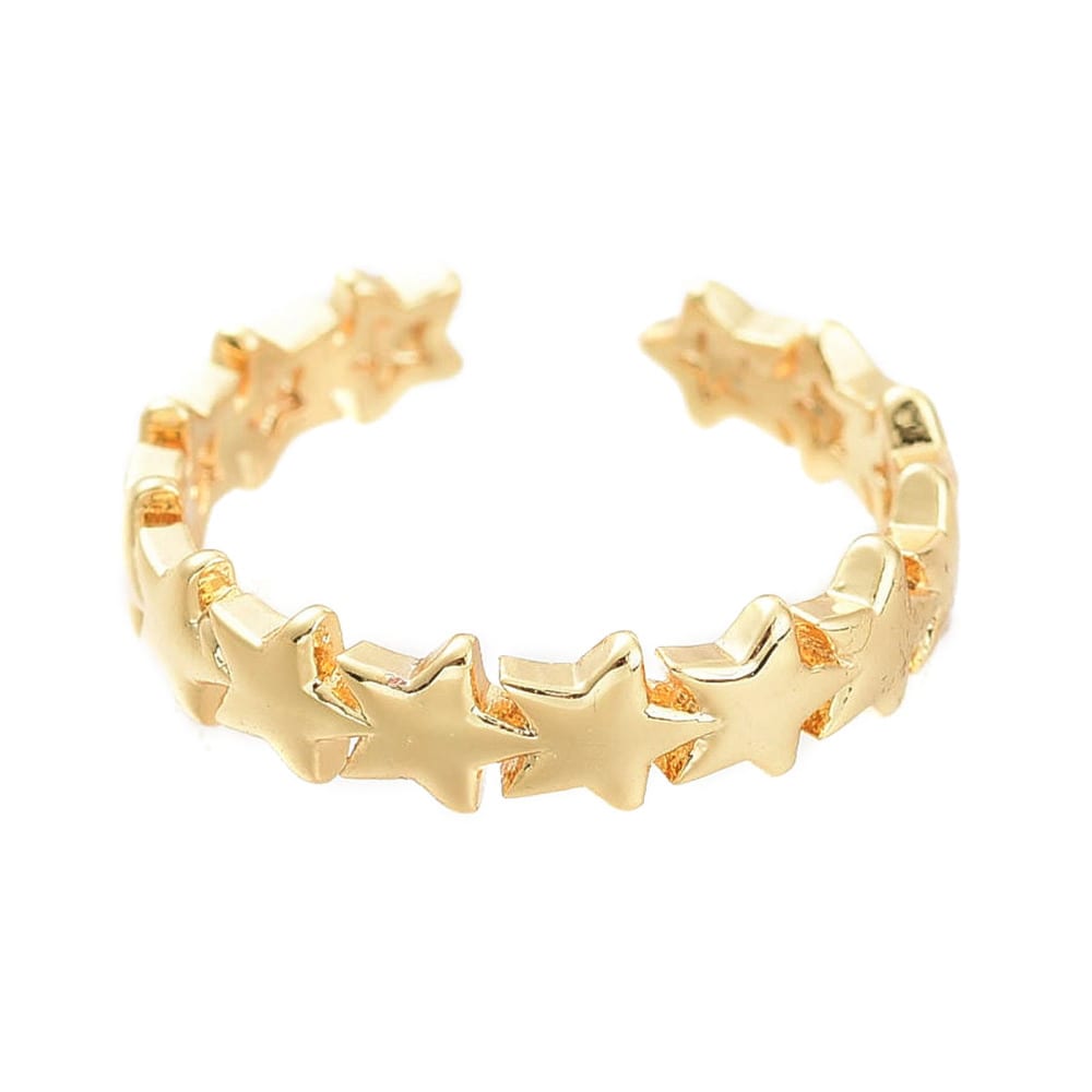 Anillo ajustable estrellas baño de oro / unidad1
