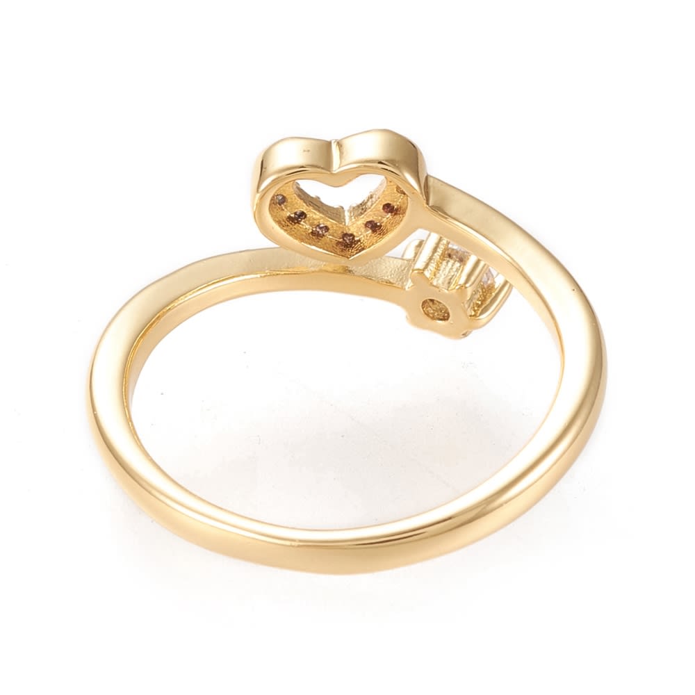 Anillo ajustable punto de luz y corazón baño de oro / unidad2
