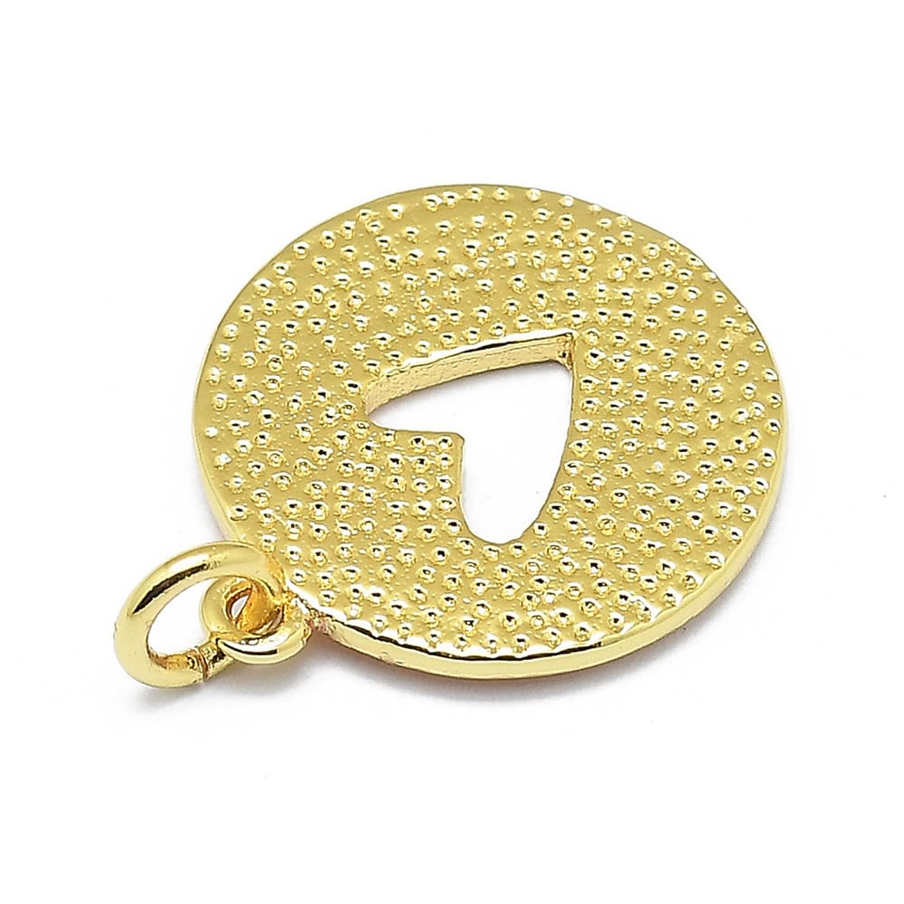 Dije colgante esmaltado corazón calado 18 mm baño oro / unidad3