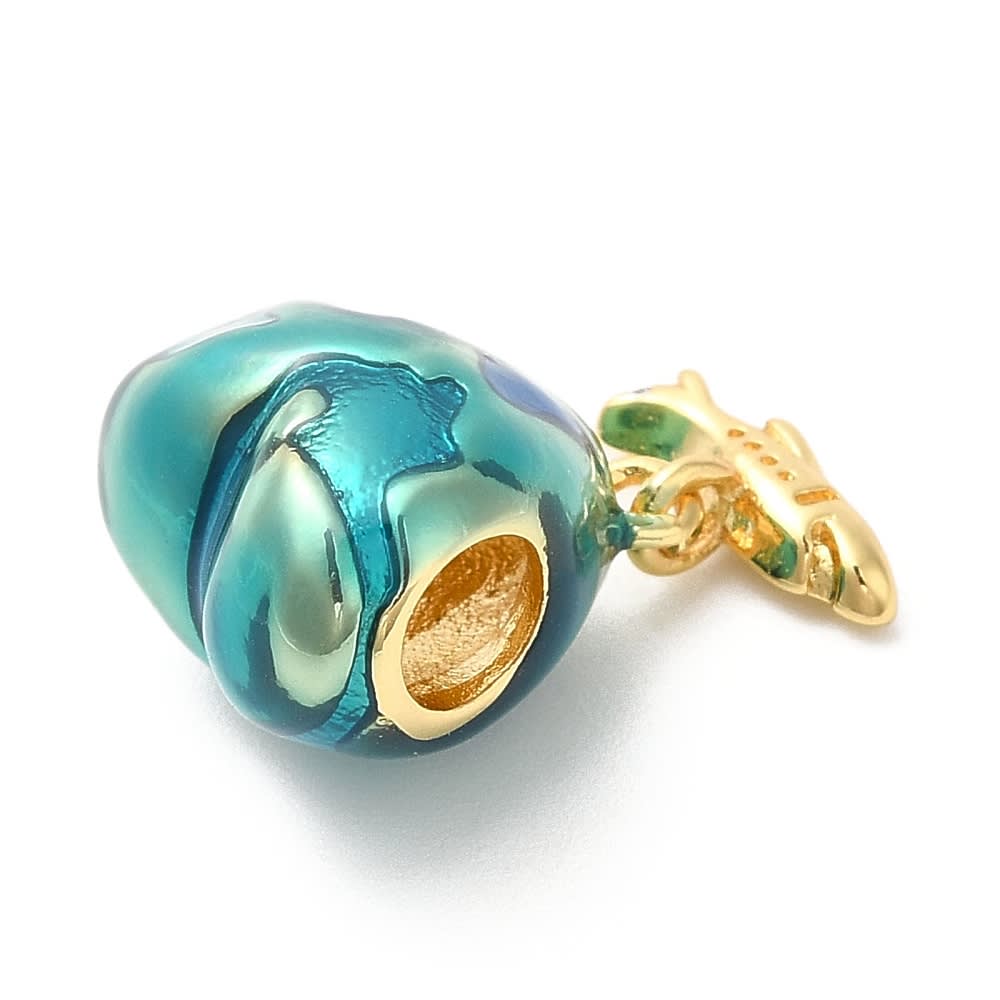 Colgante europeo charm planeta mundo avión baño oro / unidad2