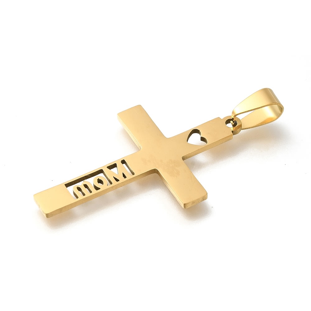 Dije colgante cruz calada dad mom papá mamá acero / unidad4