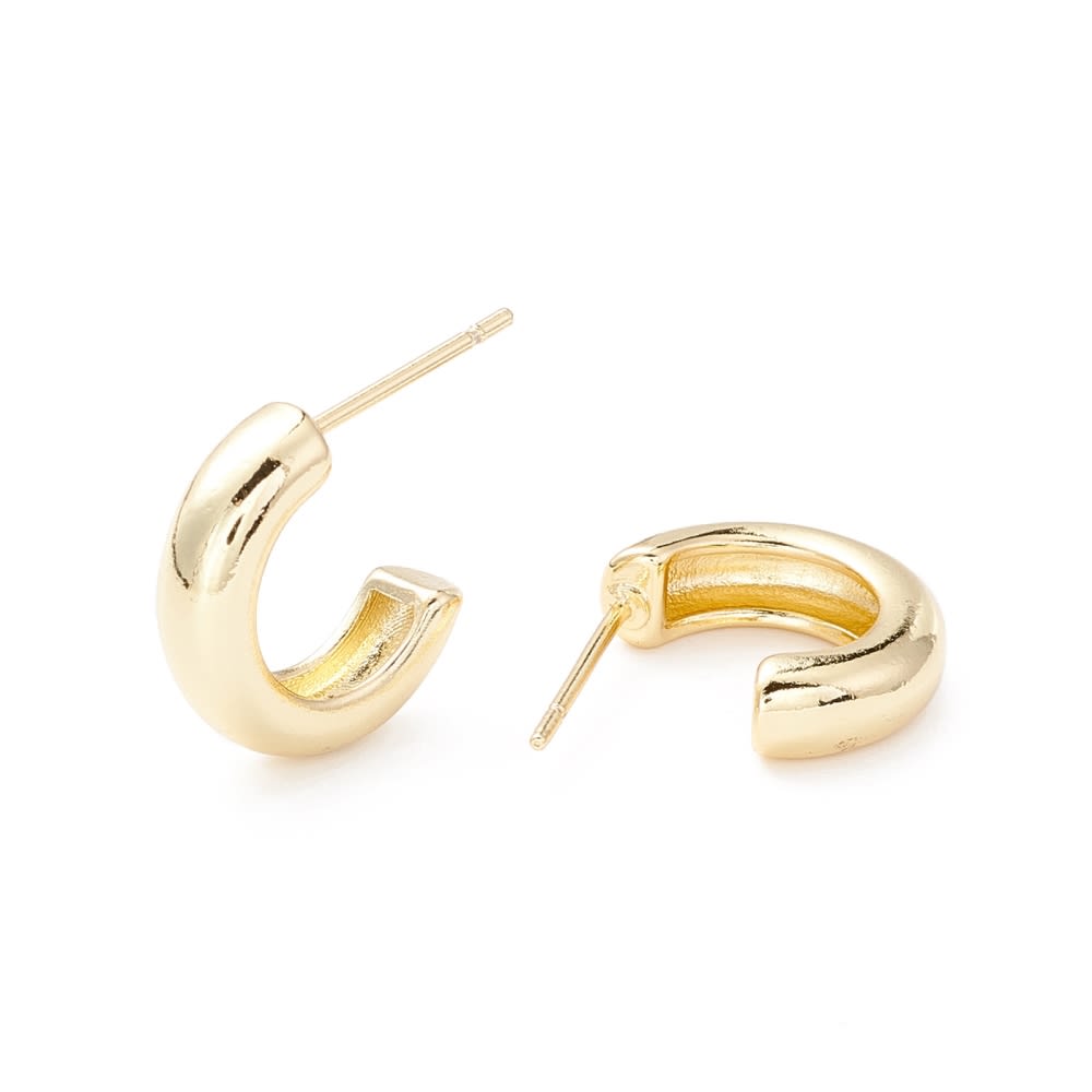 Aros argollas aretes chunky tipo C macizo baño de oro / par2