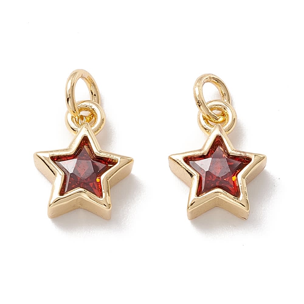 Dije colgante estrella zircón 9 mm baño oro / unidad2
