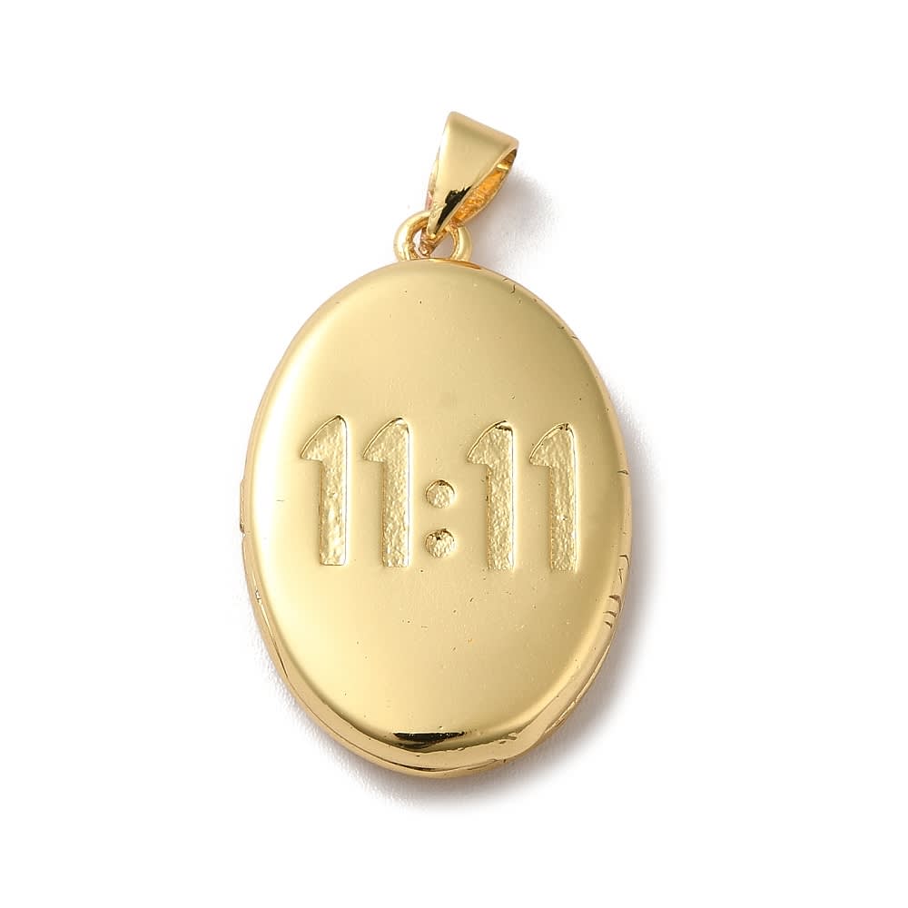 Relicario foto portafoto locket ovalado 11:11 baño oro / unidad2
