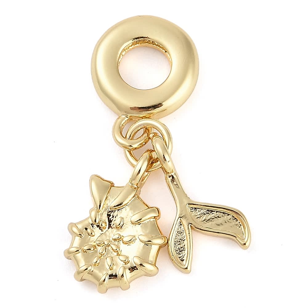 Colgante europeo charm cola sirena caracol mar baño oro / unidad2