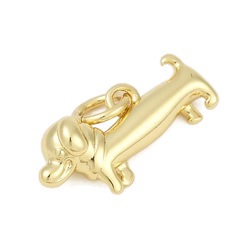 Dije colgante perro salchicha 17 mm baño oro / unidad2