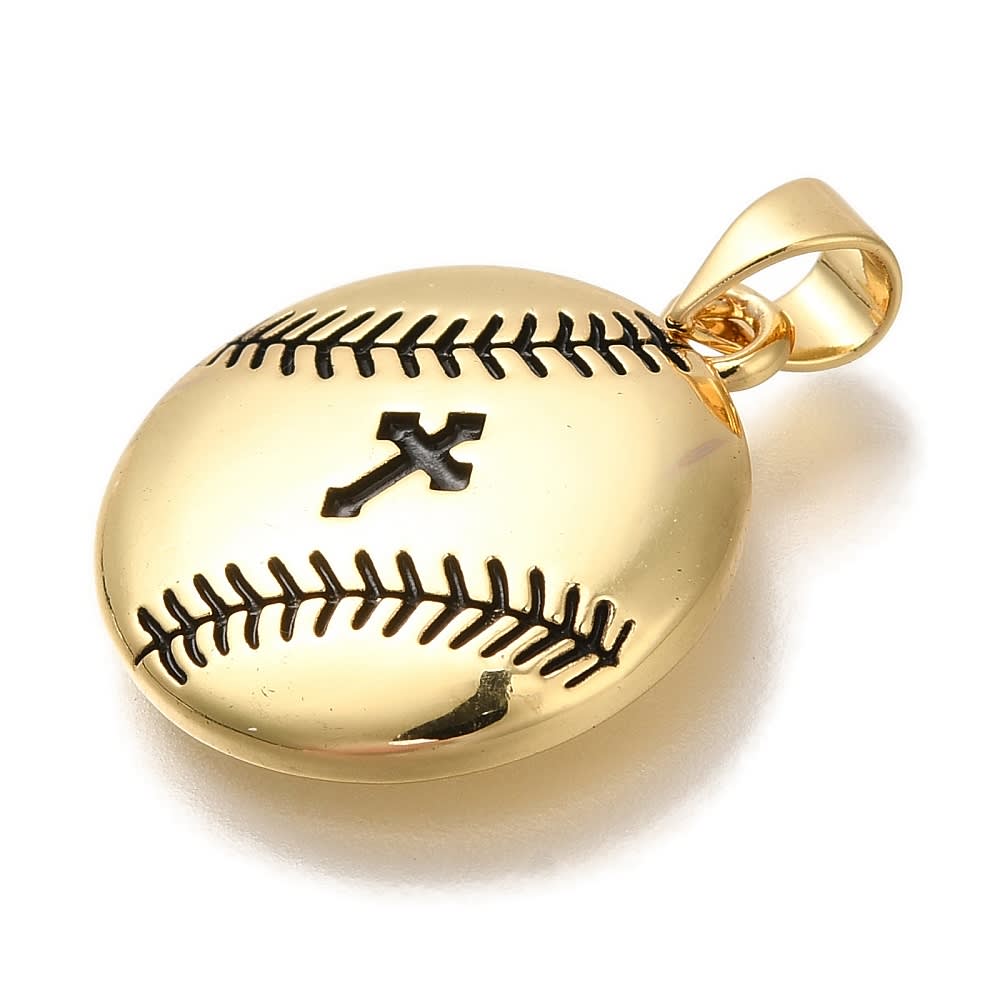 Dije colgante esmaltado pelota béisbol baseball baño oro / unidad2