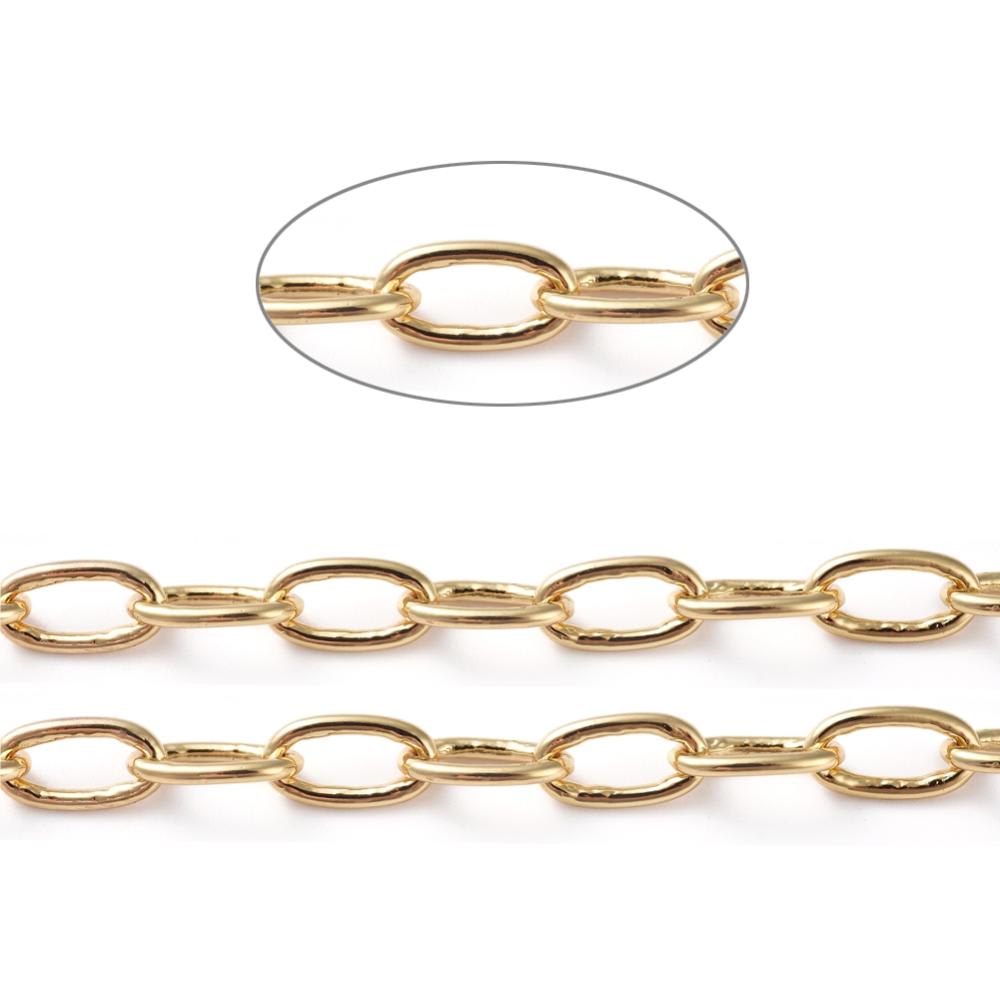 Cadena eslabón alargado ovalado baño de oro / metro4