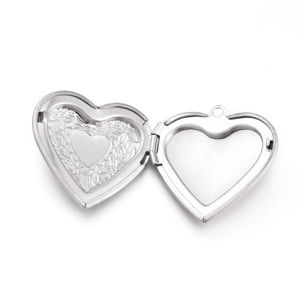 Relicario foto portafoto locket Corazón acero / unidad2
