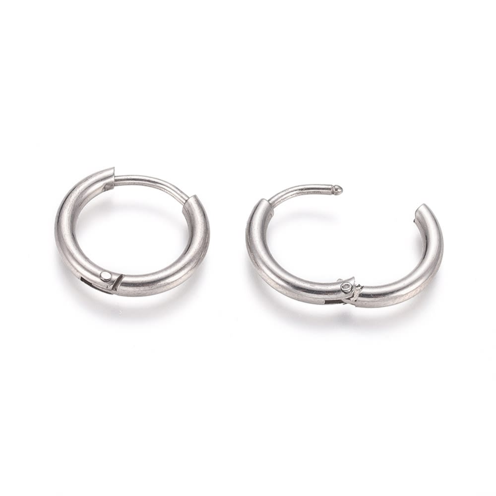 Aros argollas huggie acero quirúrgico aretes hipoalargénicos 14x2 mm / par2