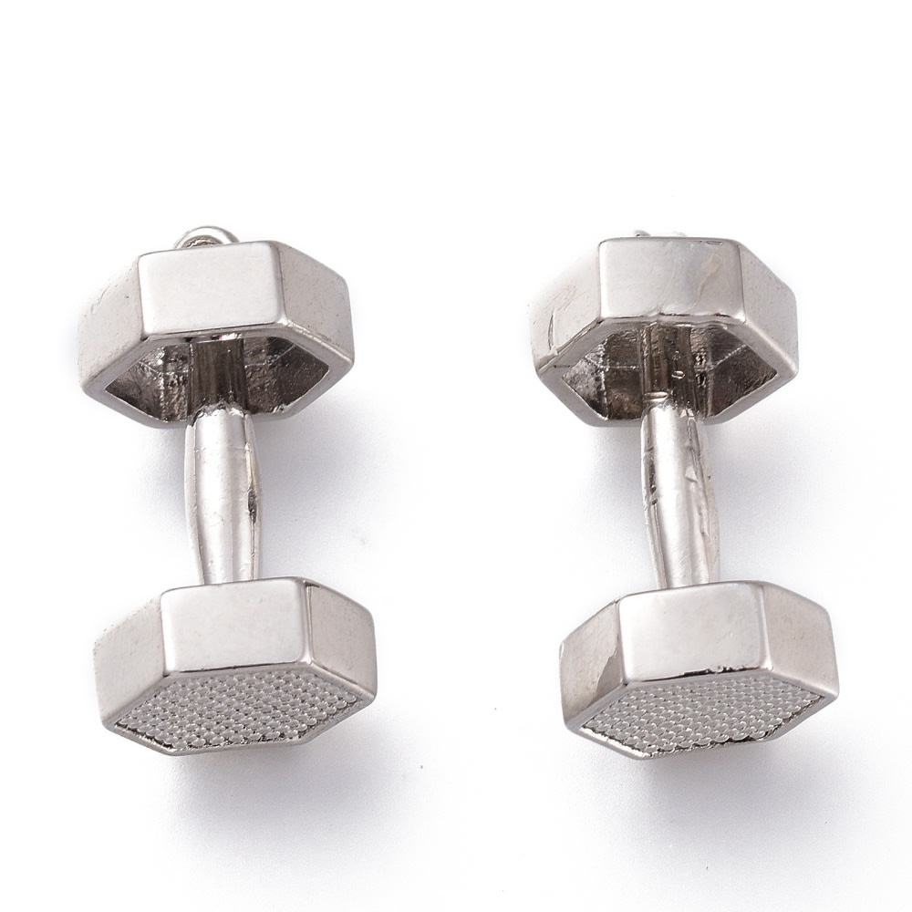 Dije colgante mancuerna pesa gym 18.5 mm dorado platado / unidad2