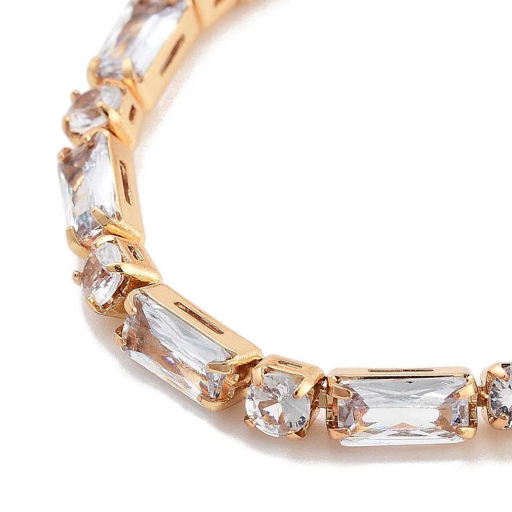 Pulsera ajustable de zircón punto coma baño oro platino / unidad5