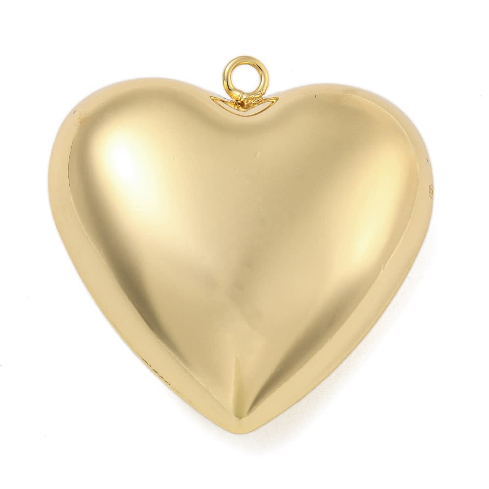 Maxi dije colgante corazón inflado 36 mm chunky baño de oro / unidad2