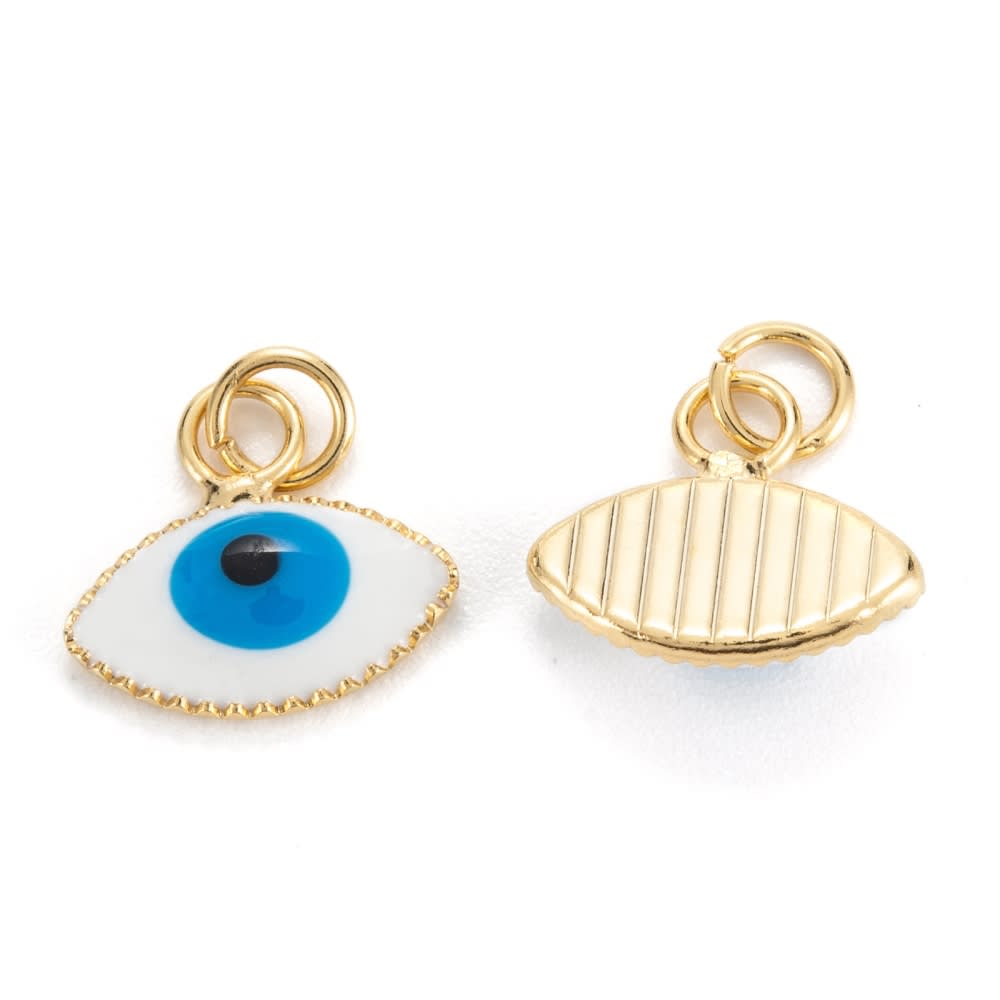 Dije colgante ojo turco esmaltado alargado baño de oro / unidad3