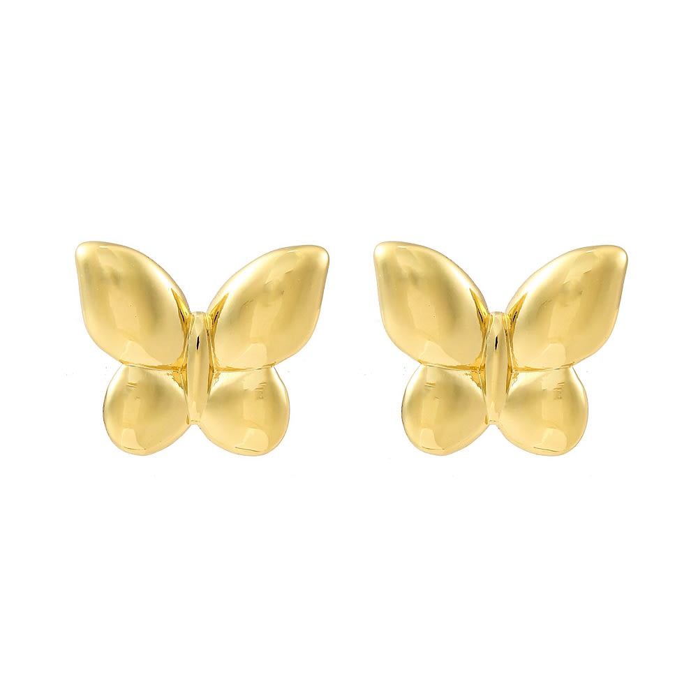 Aros topo topito mariposa 20 mm baño oro / par1