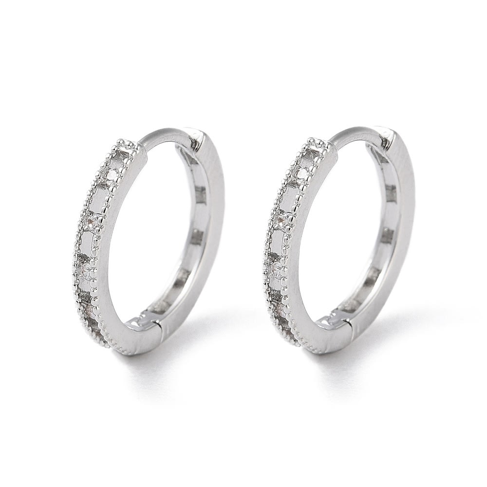 Aros argollas huggie con zircón 12.5 mm dorado plateado / par2