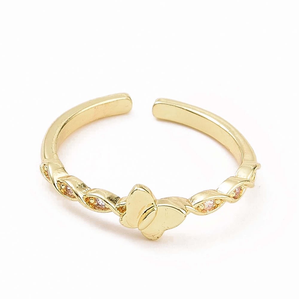 Anillo ajustable mini mariposa con zircón dorado / unidad2