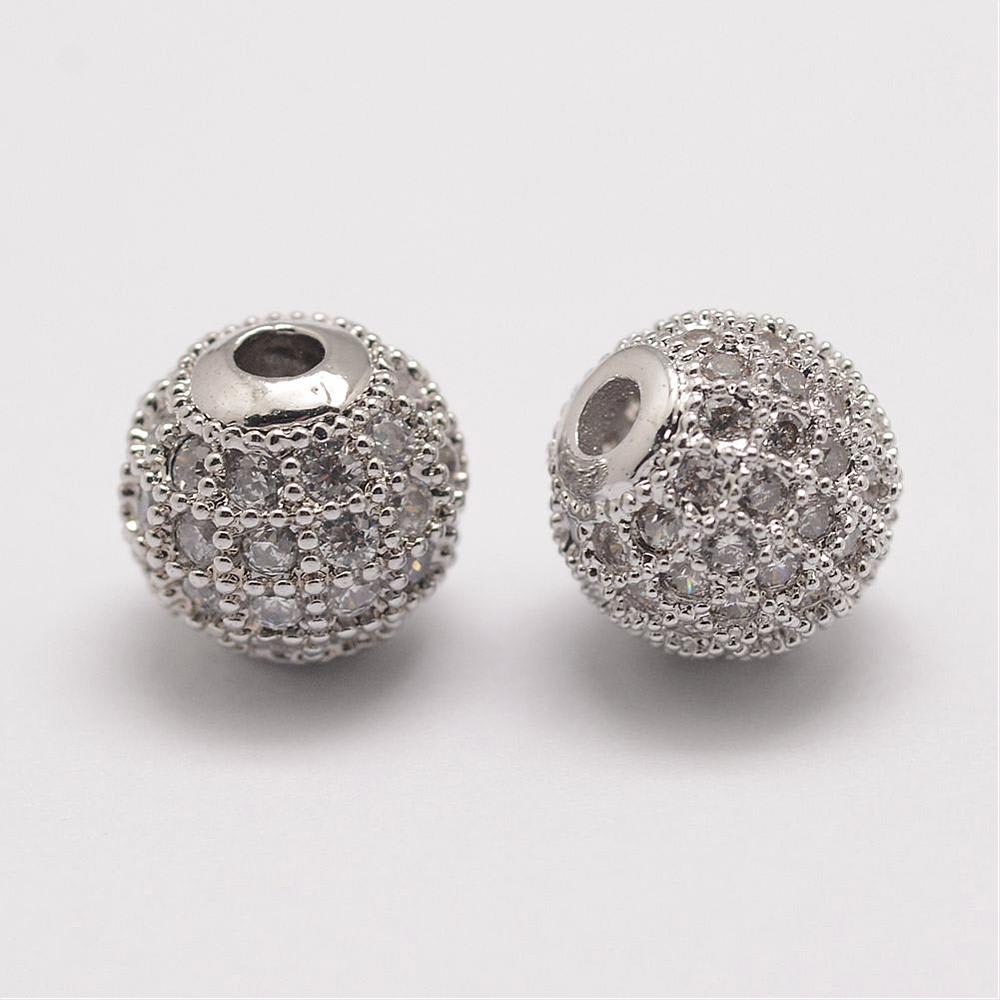 Cuenta esfera pasadora 8.5x8 mm zircón / unidad3