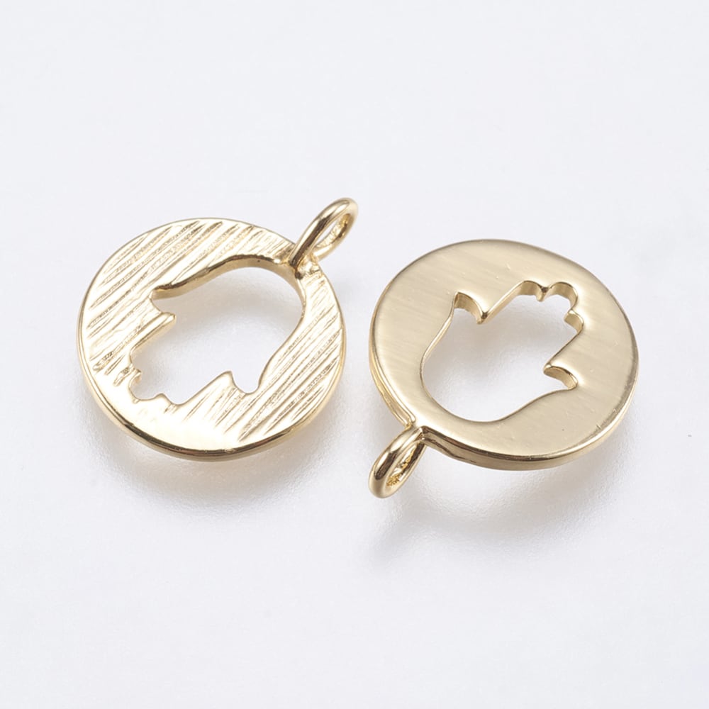 Dije colgante círculo hamsa 13 mm baño de oro / unidad1