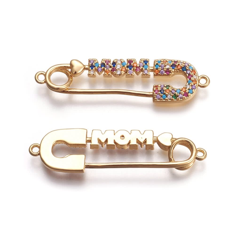 Dije conector mom alpita multicolor baño de oro / unidad1