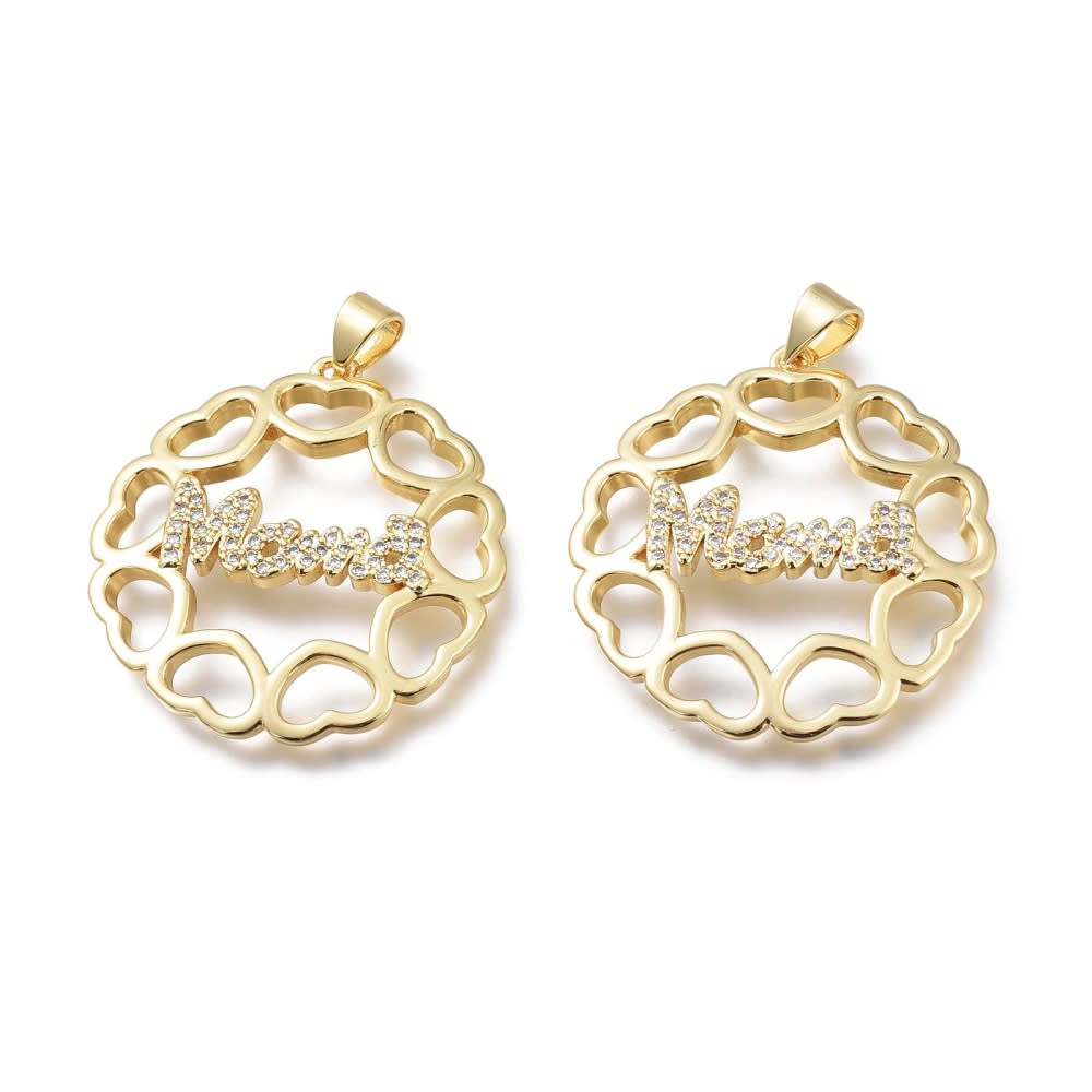 Dije colgante corazones mamá baño oro / unidad2