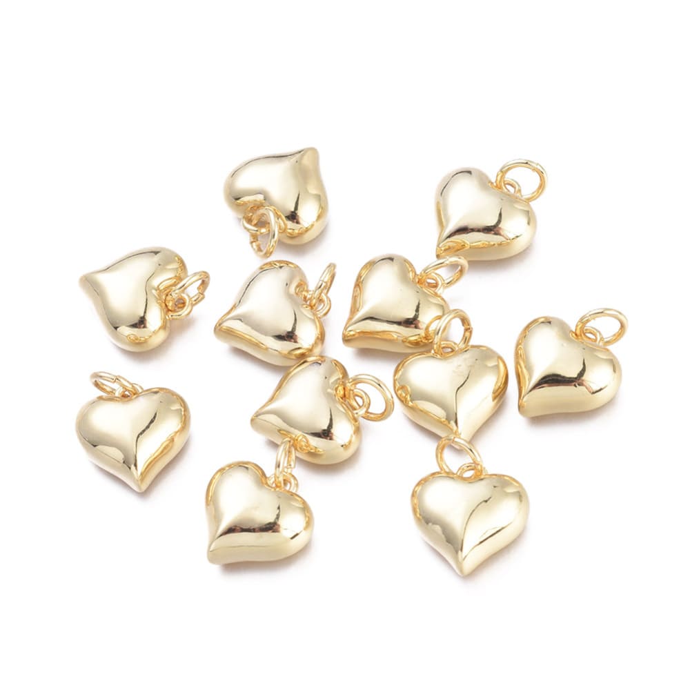 Dije colgante corazón 12 mm dorado plateado / unidad3