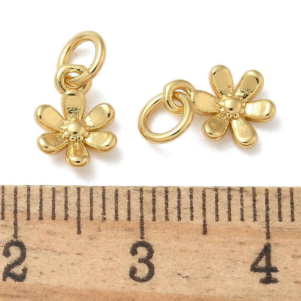 Dije colgante flor 8.5 mm baño de oro / unidad2