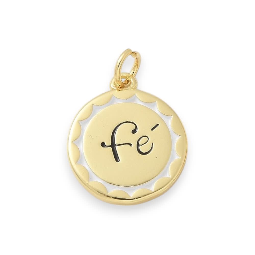 Dije colgante esmaltado palabra salud amor fe gratitud baño oro / unidad2