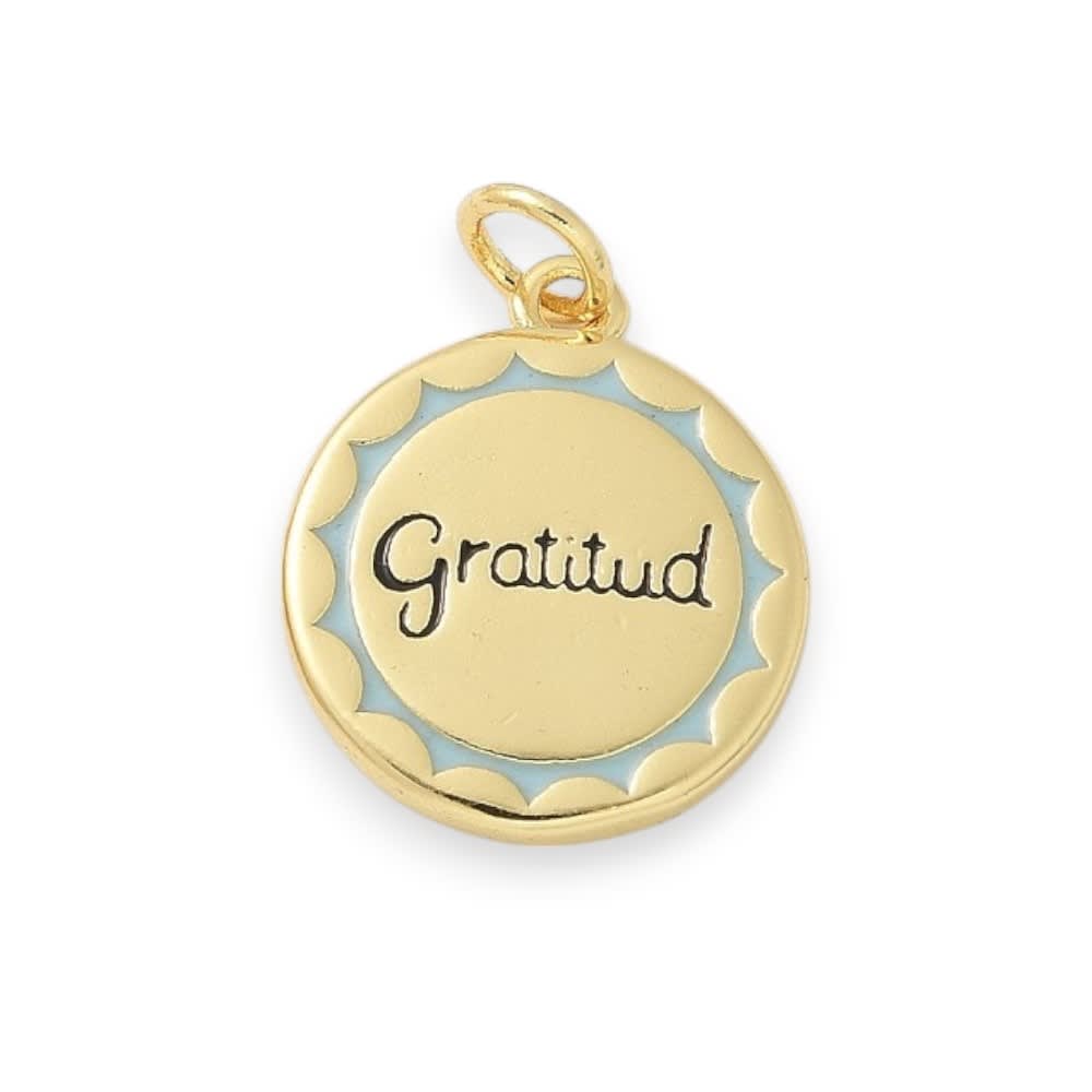 Dije colgante esmaltado palabra salud amor fe gratitud baño oro / unidad5