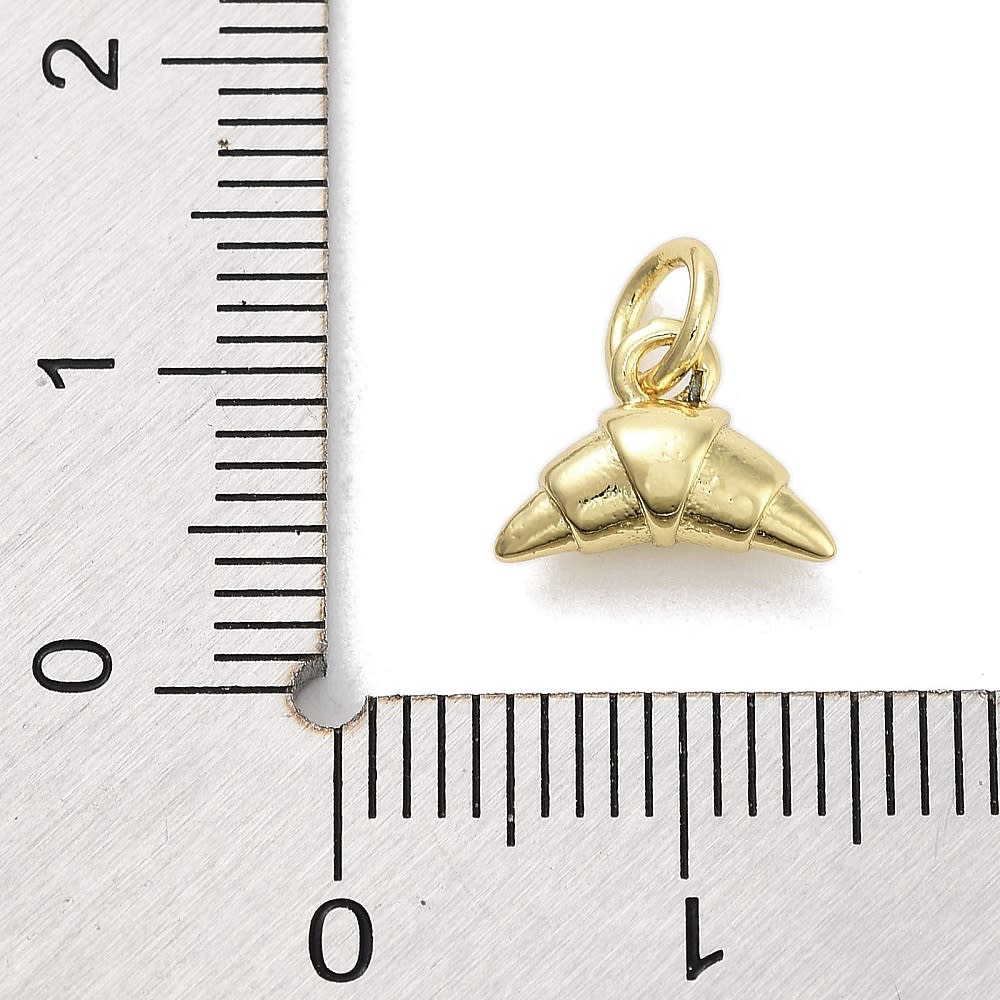 Dije colgante croissant cachito pan 10 mm baño de oro / unidad3