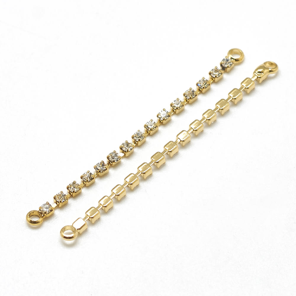 Conector cadena zircón baño de oro / unidad2