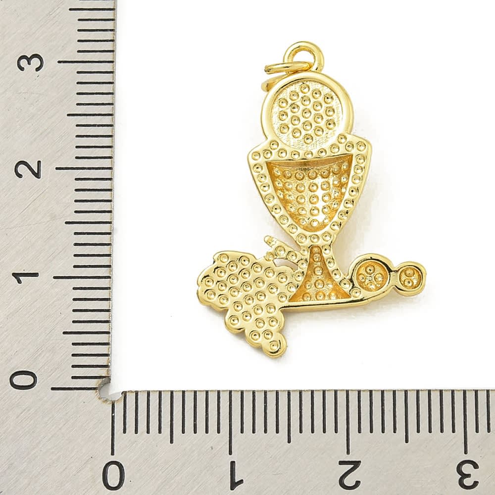 Dije colgante religioso eucaristía cáliz 27.5 mm baño de oro / unidad3