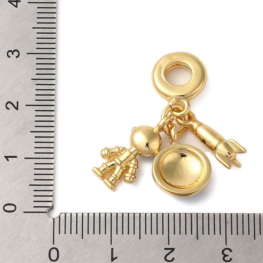 Colgante europeo charm planeta astronauta cohete baño oro / unidad3