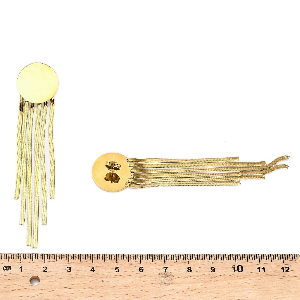 Maxi aros elegantes topo de borlas redondas y planas de acero / par2