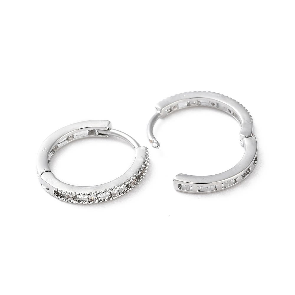 Aros argollas huggie con zircón 12.5 mm dorado plateado / par4