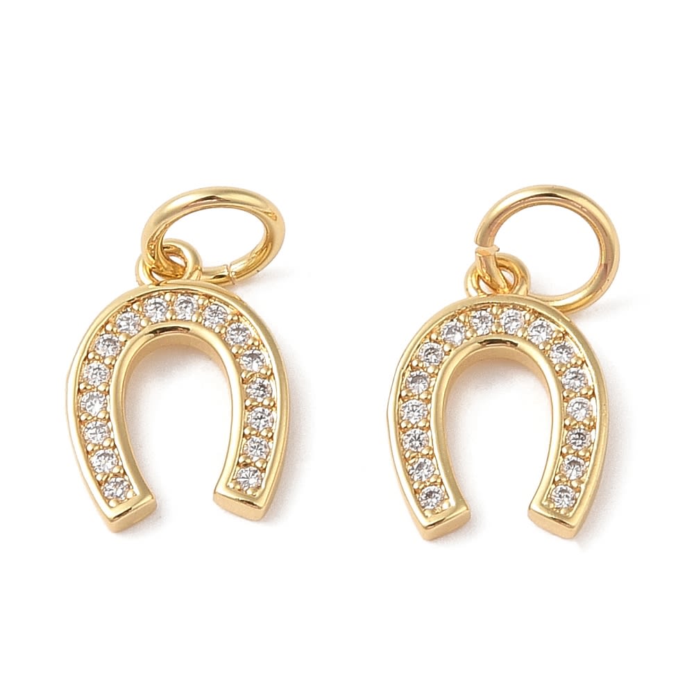 Dije colgante herradura amuleto suerte 15 mm dorado plateado / unidad1
