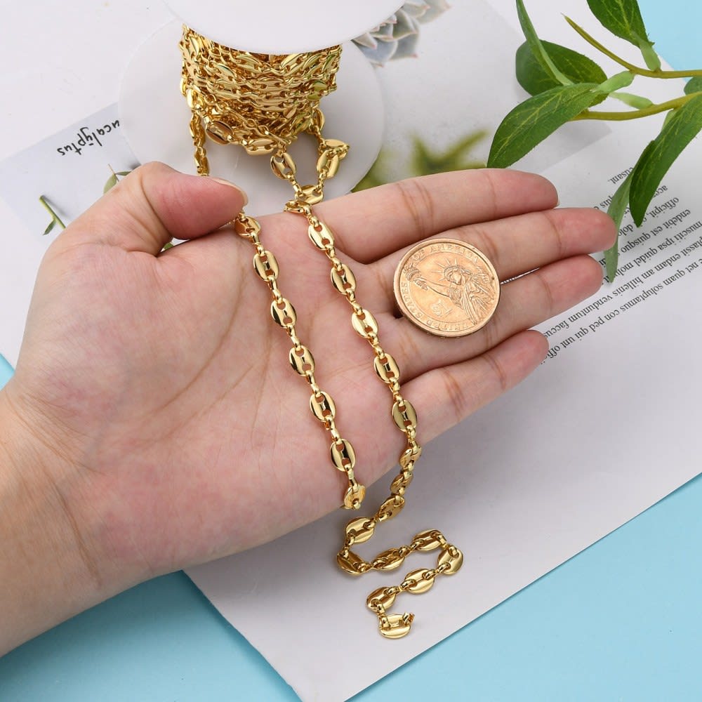 Cadena eslabón grano de café baño de oro / metro2