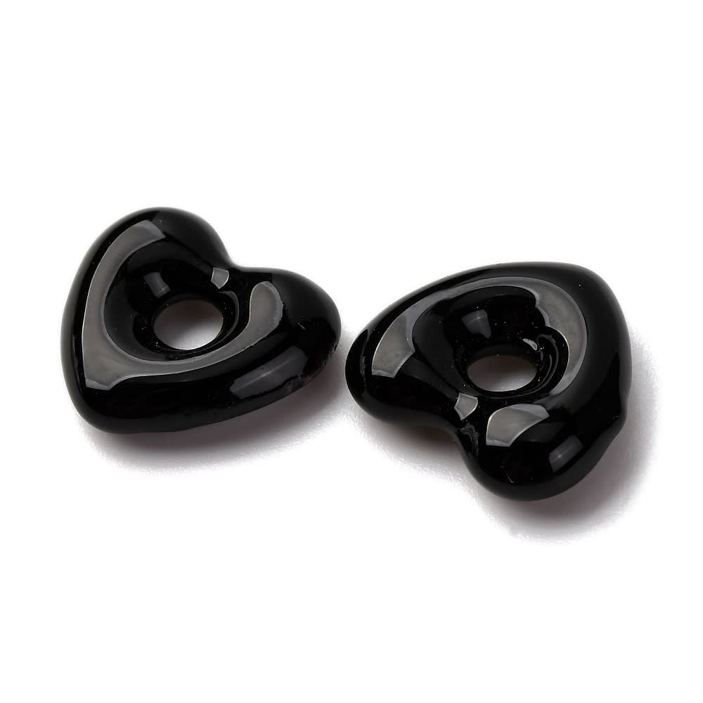 Dije pasador corazón murano con orificio grande de 4 mm / unidad5