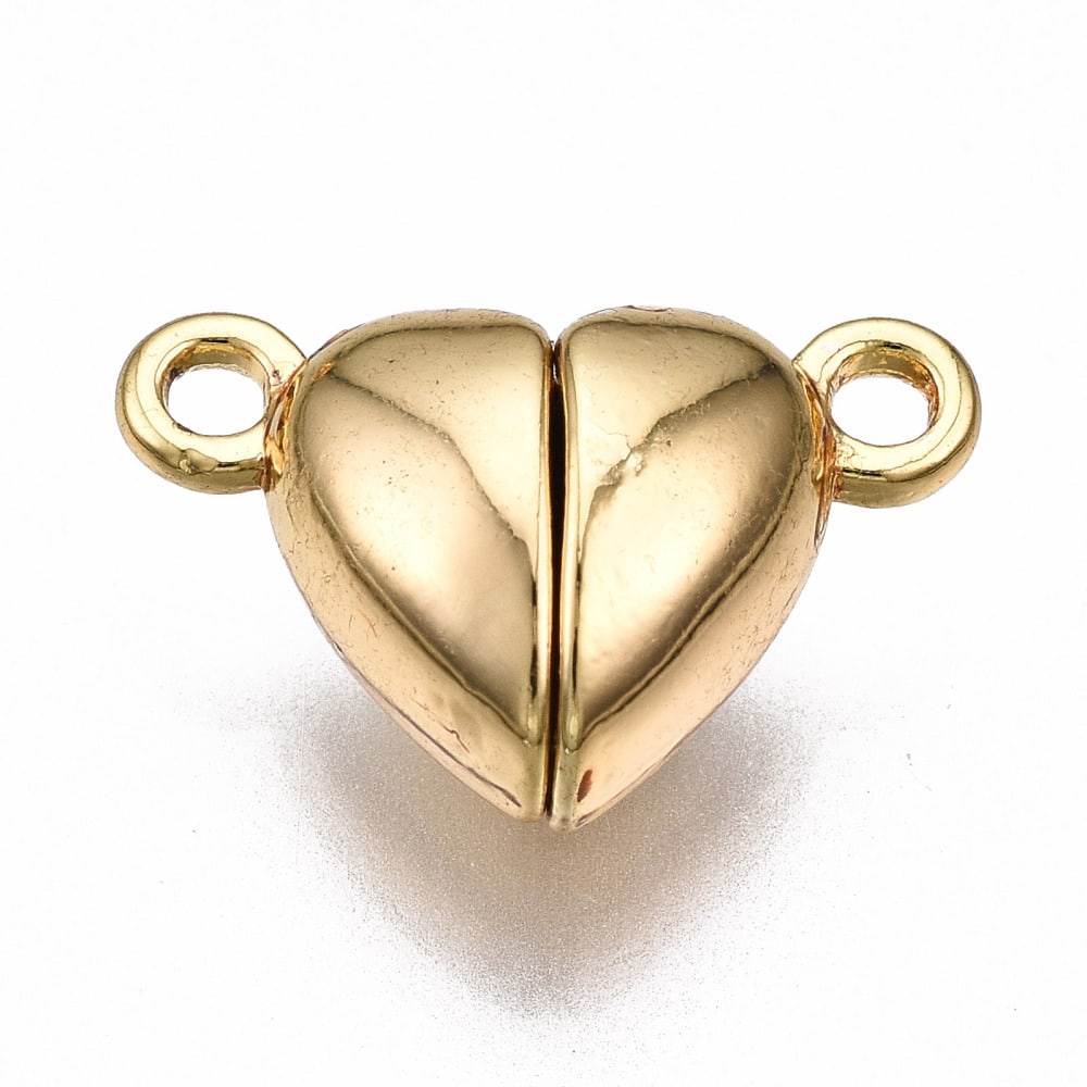 Broche Corazón magnético dorado plateado / set4