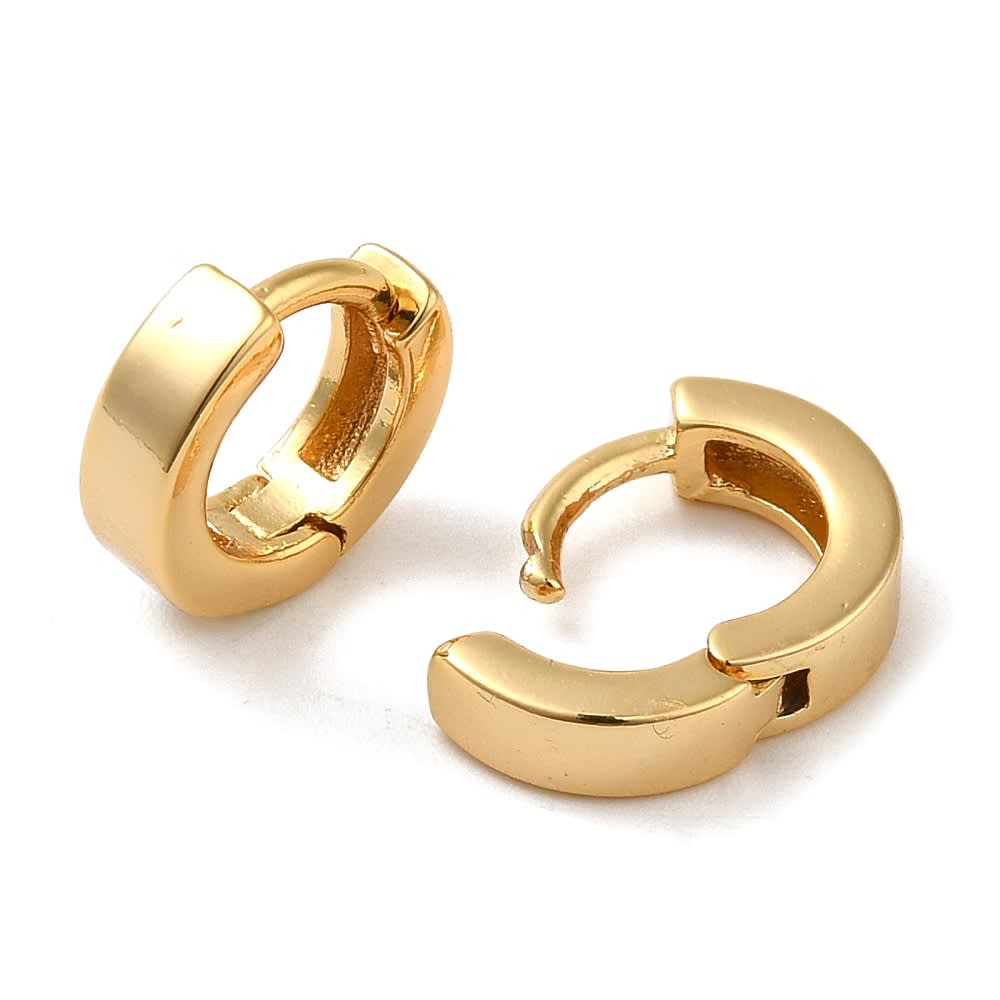 Aros argollas aretes huggie 10 mm baño oro / par2