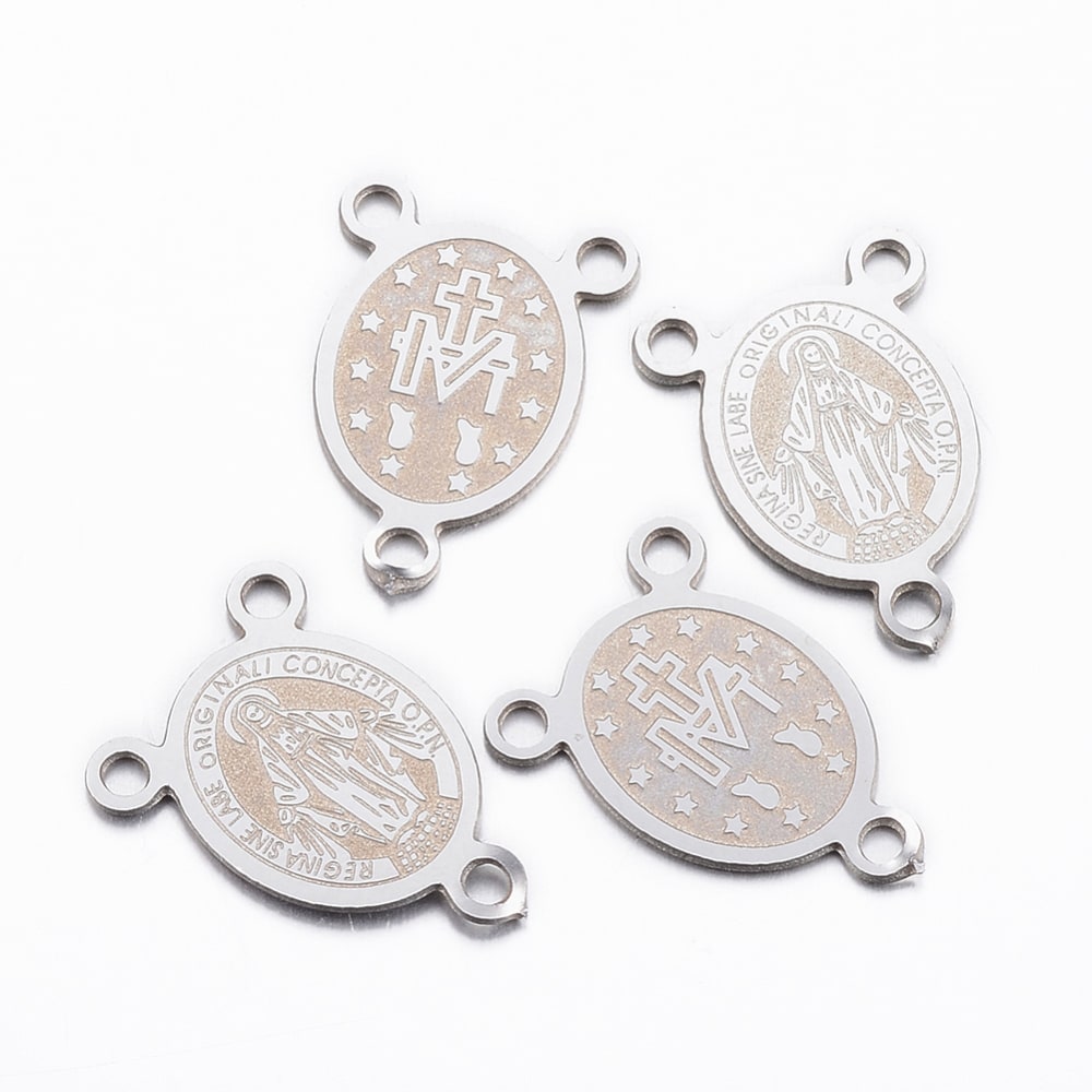 Dije vitela centro rosario virgen milagrosa acero / unidad3